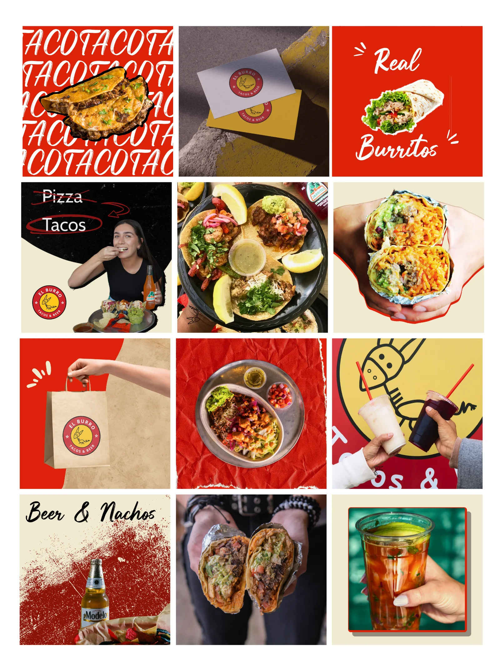 Grid of twelve social media posts
