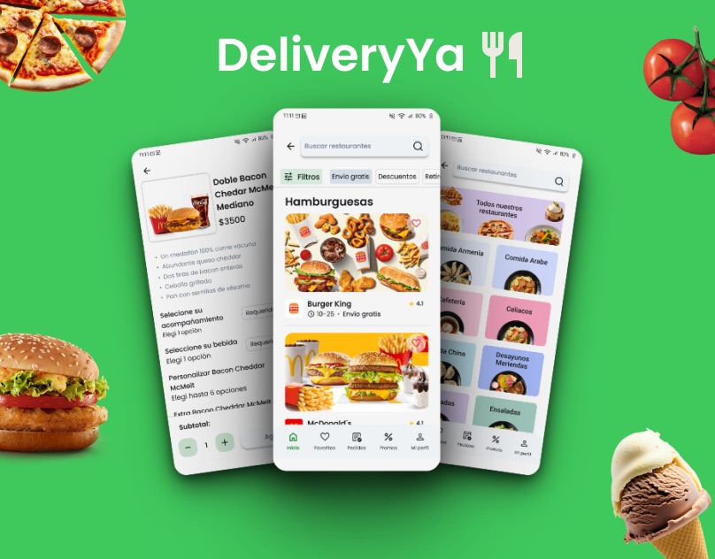 DeliveryYa mobile food delivery app concept cover