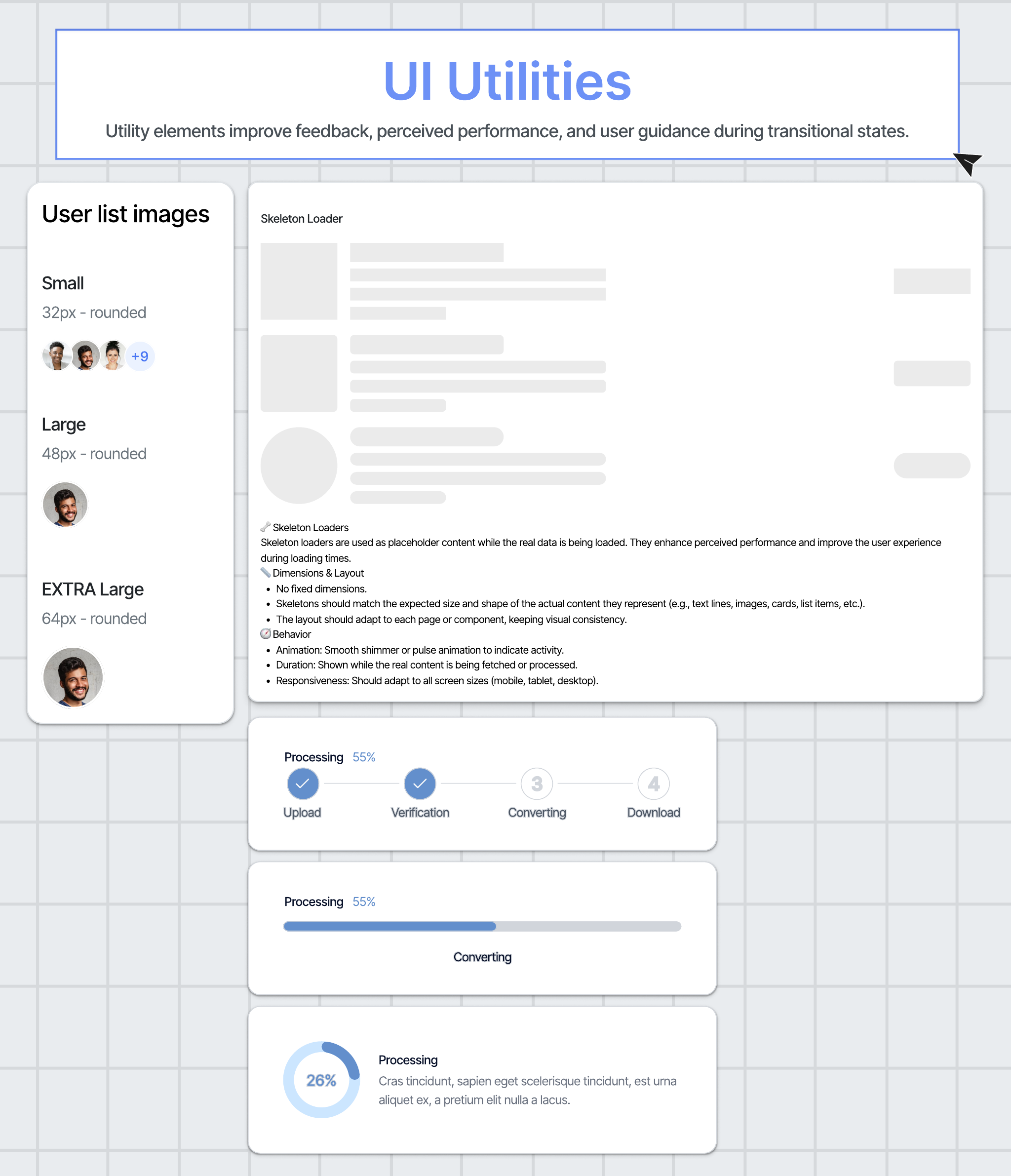 UI utility elements and skeleton loaders