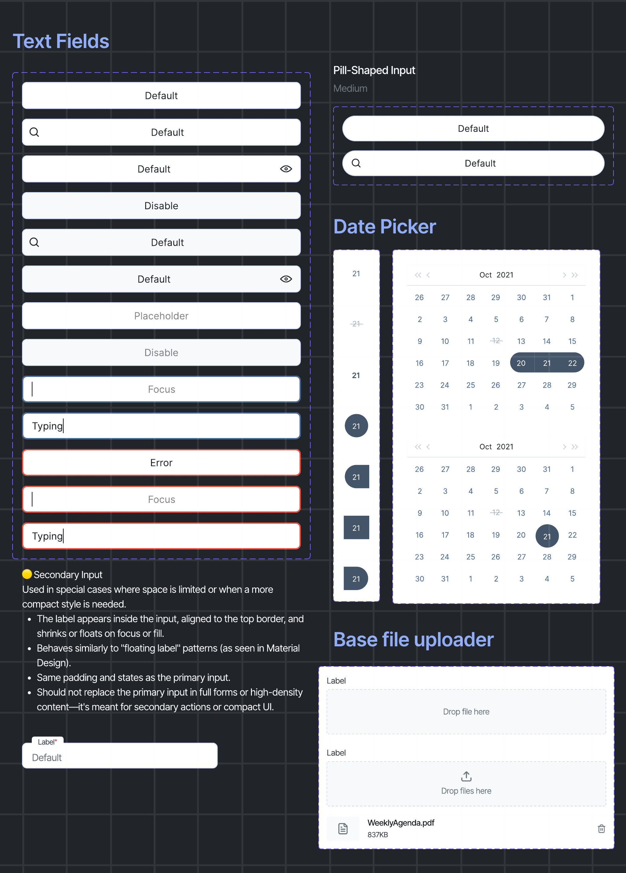 Text field component states