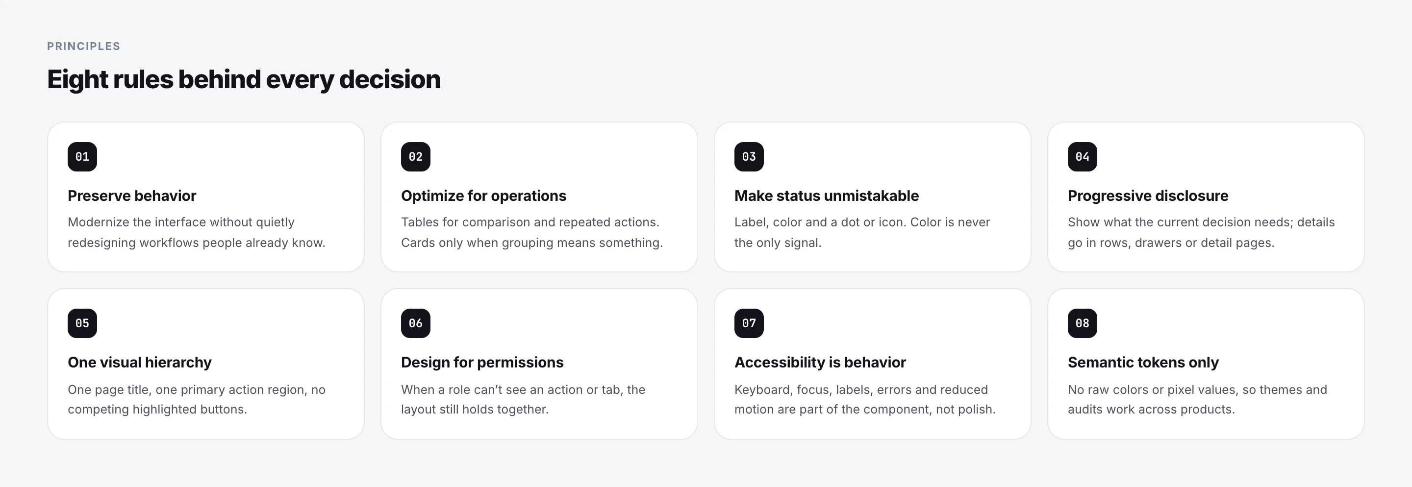 Eight design principles