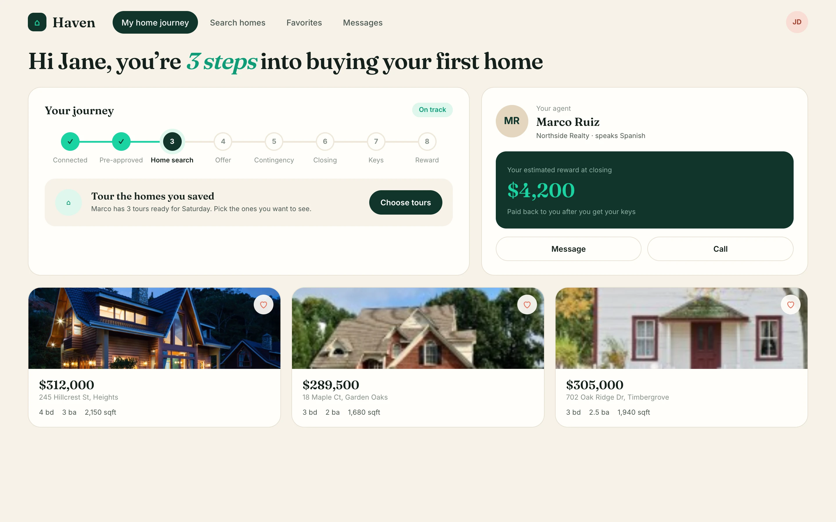 Haven member home screen