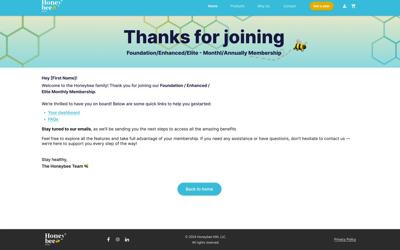 Thanks for joining page