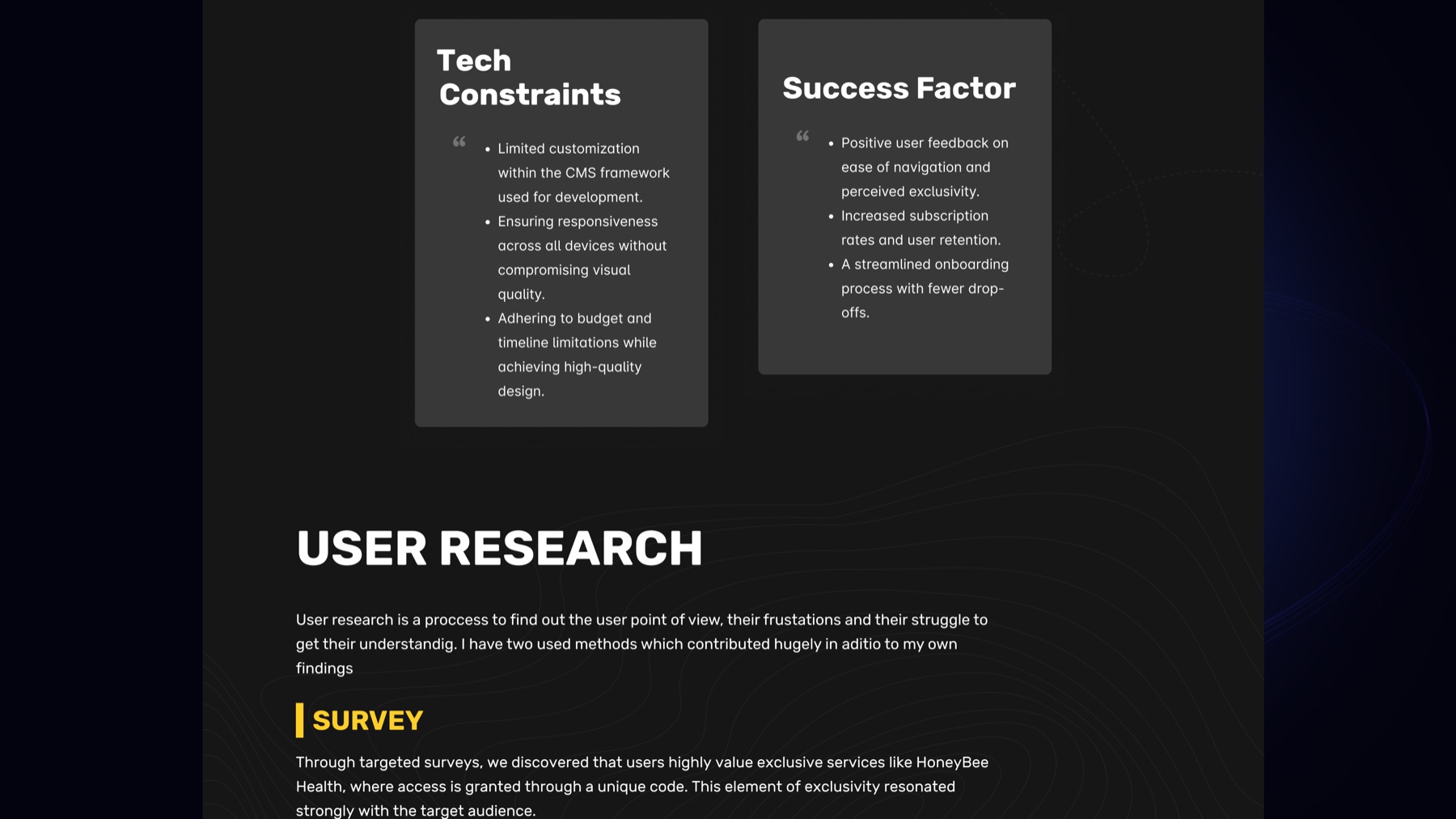 Honeybee Health responsive landing page structure