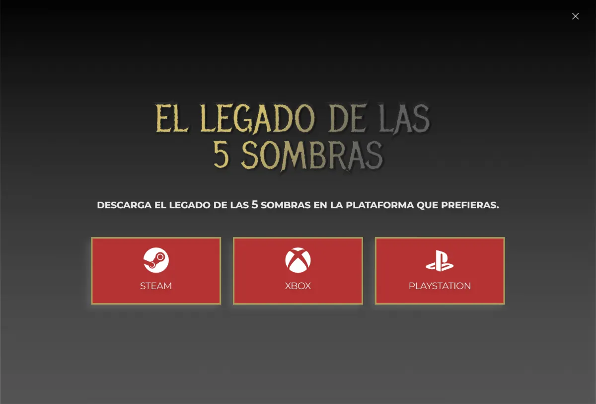 Platform picker modal with Steam, Xbox and PlayStation options